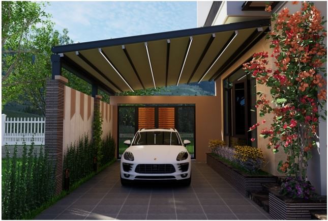 Retractable PVC Roof Pergola For House Garden
